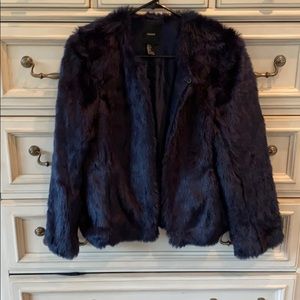 Navy faux fur jacket!